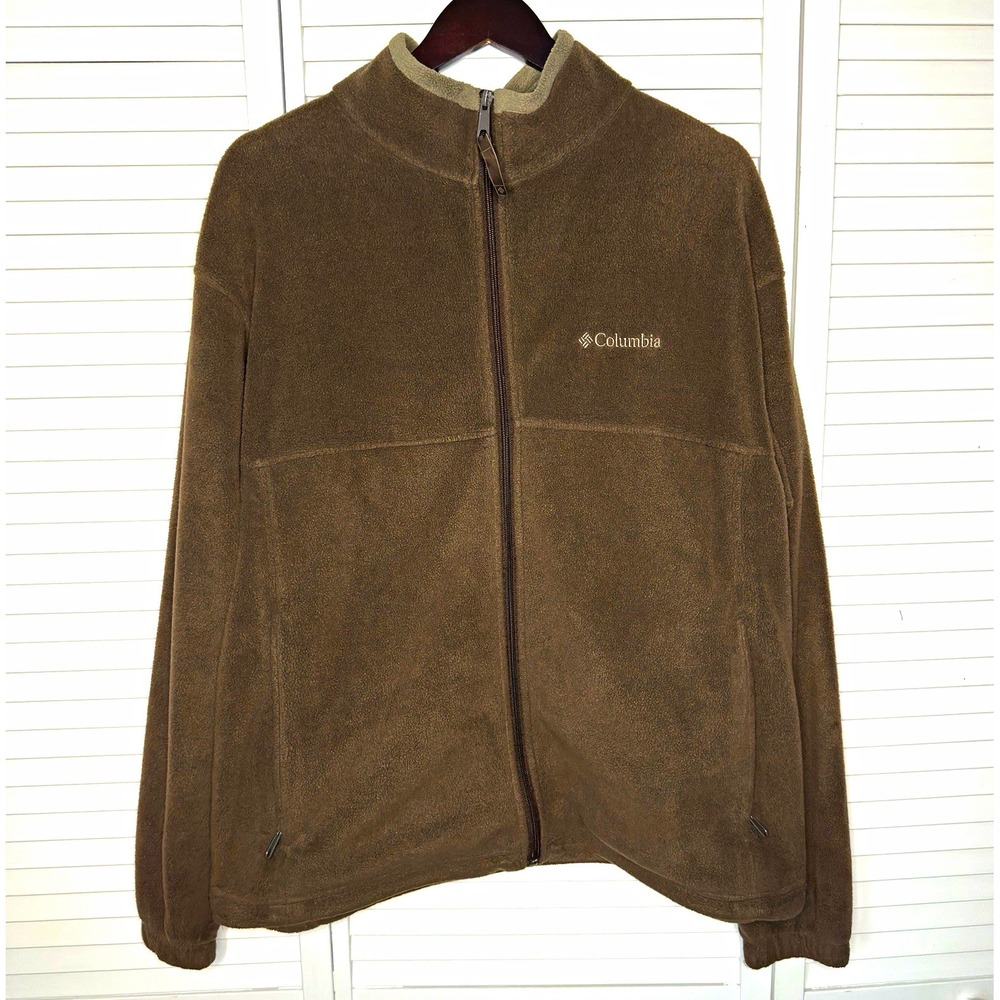 Columbia Sportswear Men's XL Brown Full Zip Fleece Jacket Outdoor Hiking Casual